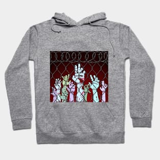 Zombie Hands Behind Fence Hoodie